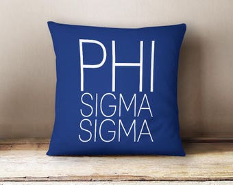 PhiSig Phi Sigma Sigma Simple Pillow Choose Your Pillow Color