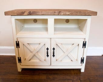 Farmhouse TV Stand - Entertainment Cabinet - Cabinet w/ Doors