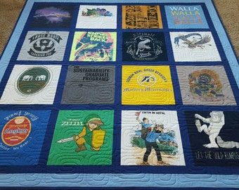 Jersey t-shirt quilts made from 9 to 49 tees. Memory T shirt quilts. Custom tshirts quilt. DEPOSIT ONLY!!!
