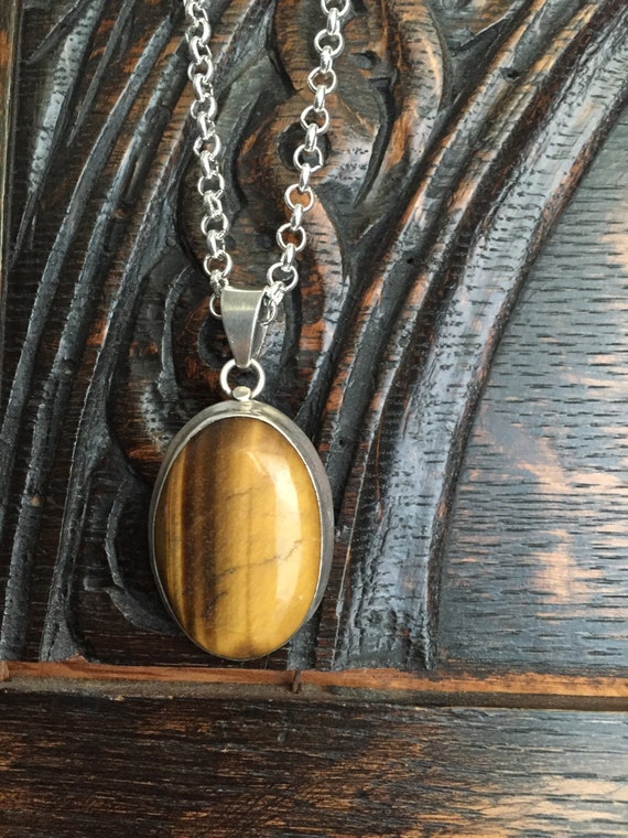 Sterling Silver Tigers Eye Pendant Necklace