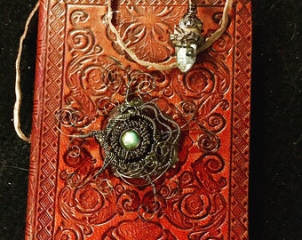 Leather Notebook with Crystals