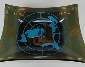 Vintage United Nations Souvenir Dish / Tray / Ashtray, 1950's