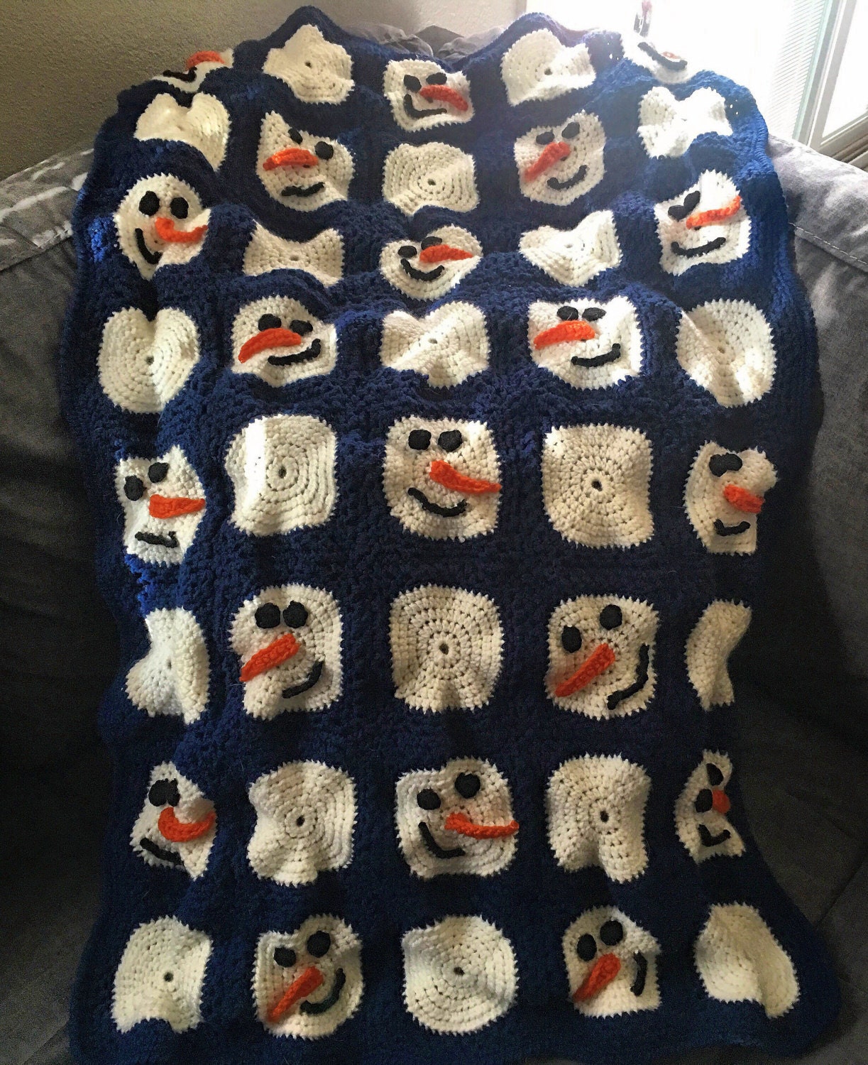 Snowman Crochet Blanket by GodSewLoved on Etsy