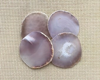 Raw Agate Coasters set of 4pieces Gray Agate Geode Coasters Gold/Silver Rimmed Agate Slice Coasters for Wedding/Party/Dinner Home Decor 27