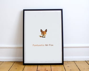 Fantastic Mr Fox - Custom Minimal Modern Art Movie Poster Print Abstract
