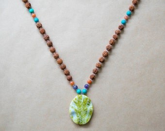 Mala Necklace, 108 mala beads, mala, yoga, yoga necklace, crystal necklace, bohemian necklace, jasper necklace, healing