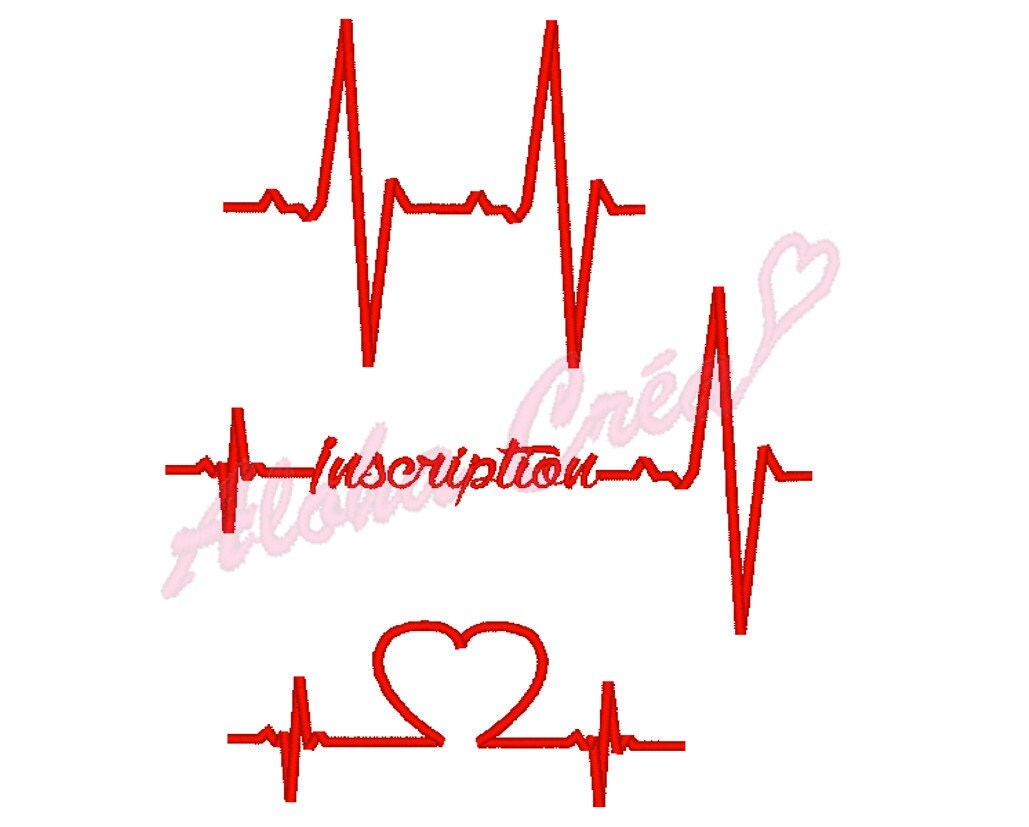 Machine embroidery designs pack cardiac rhythm heart beat 3