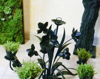 lustre vegetal, chandelier, metal, fer