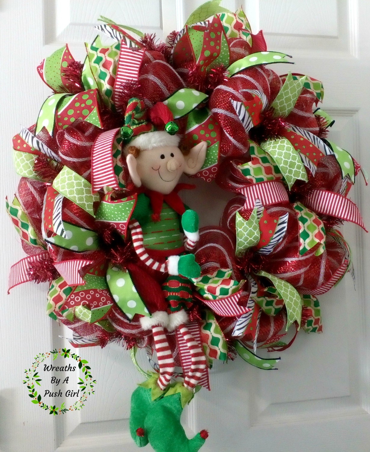 ON SALE Christmas Elf Wreath,Elf Deco Mesh Wreath,Christmas Deco Mesh ...