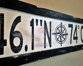 Personalized Latitude Longitude Sign/coordinates sign/Custom Longitude Latitude Wood Sign/Wood Coordinates Sign/GPS Coordinates Sign