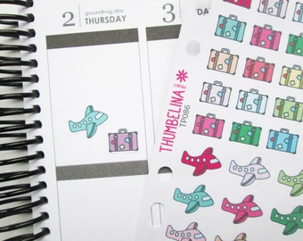 Aeroplane and Suitcase Decorative Planner Stickers for Erin Condre, Happy Planner and more (TP086)