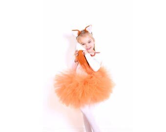 Fox costume, tutu orange skirt, Kids costume, Halloween tutu, Halloween outfit, Fox tail, Fox ears, Orange fox, Kids party,Christmas costume