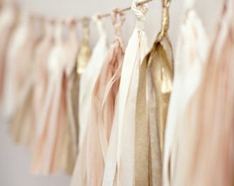 Neutral Blush Gold Tassel Garland