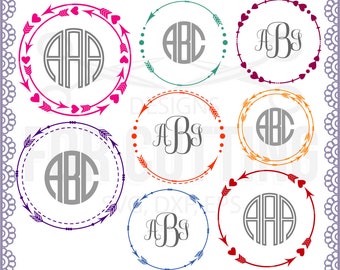 Arrow frame, Arrow monogram initial border, Circle Arrow frame, love, boho, DXF/.SVG/.EPS File, Cutting or Printing, Instant Download. 0541