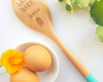 Personalised Engraved Wooden Spoon Let's Bake