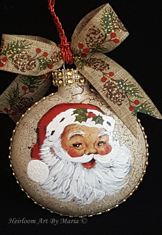 hand painted santa ornament christmas decor santa hand painted santa ornament christmas decor santa