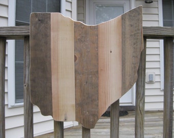 Ohio, wooden state cutout, ohio home décor, porch sign, ohio wood sign, reclaimed wood wall art, ohio state décor