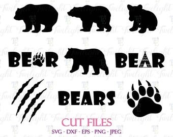 Bear Cut Files, Bear Claw Cut Files, Bear Paw Cut Files, Bear SVG Cut Files, Bear DXF Cut Files, Bear Eps / Png / Jpeg Files 0061
