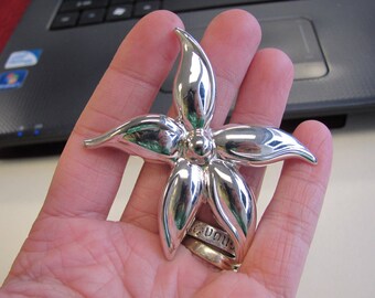 Solid 5 Petal Sterling Silver Flower Pin