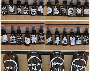 5 Pack - Essential Oil Decals - Labels - Stickers for Spray Bottle - Labels ONLY