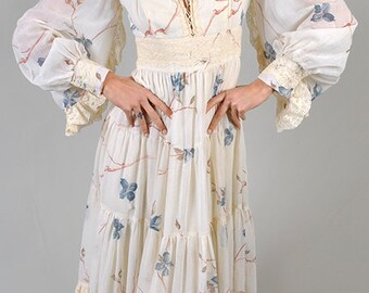 1970s vintage GUNNE SAX floral folky maxi dress A3
