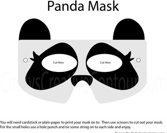 Downloadable Panda Mask - Pretend Play - Dress Up - Children - Imagination - Pretend - Kids Parties