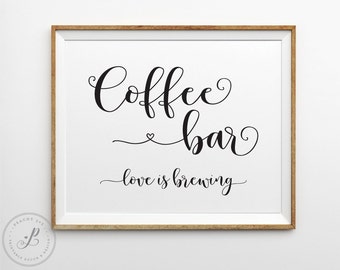 Coffee bar sign, Coffee bar decor, Coffee favor sign, Shabby chic bridal shower, shabby chic coffee table sign, Printable bridal shower sign
