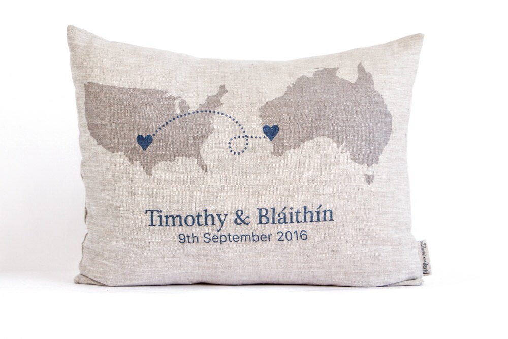 Rustic Linen Pillow, Country To Country, State to State, Couples Gift, Housewarming Gift,  Anniversary Gift, Gift for Him, Gift For Her