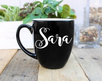 Large Coffee Mug, Bistro Coffee Mug, Coffee Mug, Custom Coffee Mug, Personalized Coffee Mug, Engraved Coffee Mugs --BCM-B-Sara