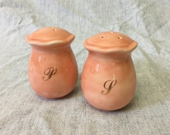 Vintage Salmon Pink Salt and Pepper Shakers