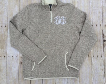 Charles River Monogram Heathered Fleece Pullover | Monogram Pullover | Monogram Quarter Zip | Monogram Half Zip | Fall Monogram