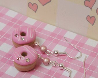 Strawberry Frosted Donuts Earrings