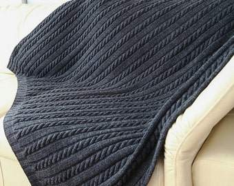Analogie Cable Knit Blanket - Heather Brown