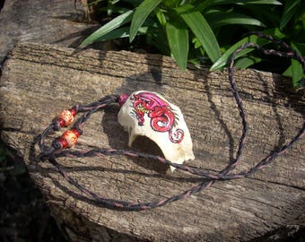 Bird Skull Necklace/Pendant- Red Dragon
