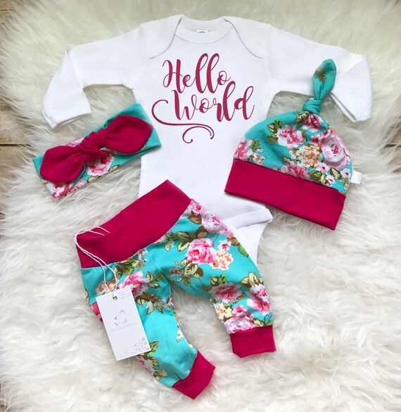 Baby Girl Coming Home Outfit Newborn Girl Outfit Hello World