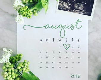 Printable Pregnancy Announcement with Due Date | Wedding | Engagement | Digital | Customisable Calendar | C