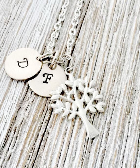 Hand Stamped ,Family Tree Necklace,  Sterling Silver, Mother's Day Gift