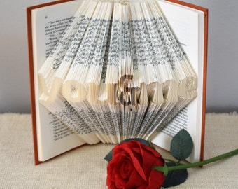 Anniversary Gift for Book Lover, Folded Book Art Sculpture, Paper Anniversary, Made in USA