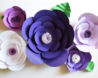 Purple Paper Flower Backdrop, Wall Flowers