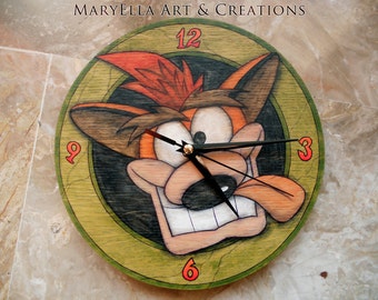 Crash Bandicoot wood wall Clock
