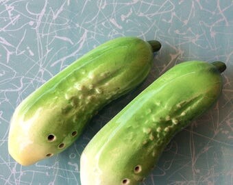 Vintage cucumber salt and pepper shaker set