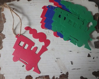 36 Train Tags, Train Party, Train Favor Tags, Thomas the train party, Train Gift tags, Train party decor, Train party favors,Blue train tags