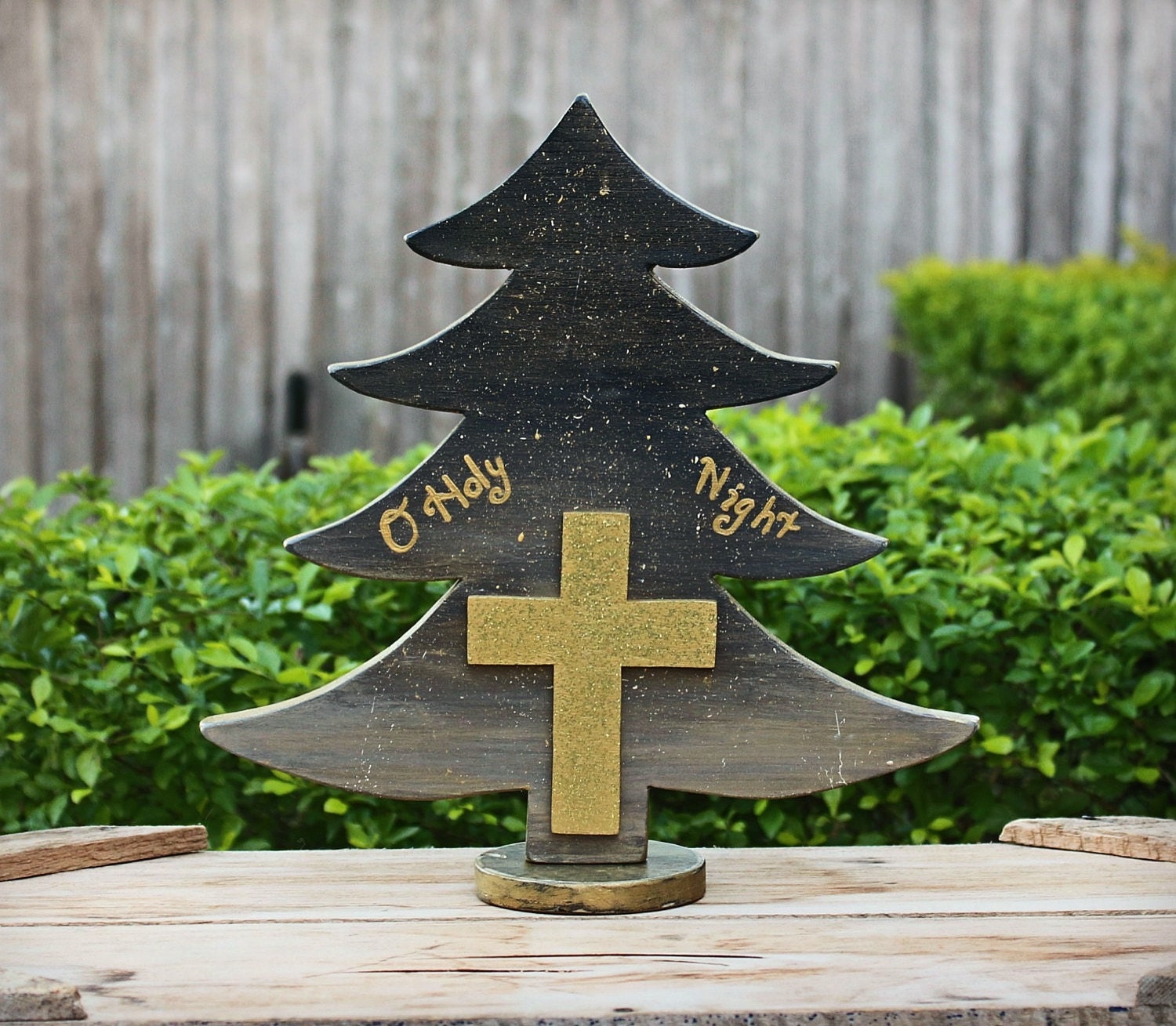 Wooden Tree O Holy Night Wood Cross Christmas Tree Cross