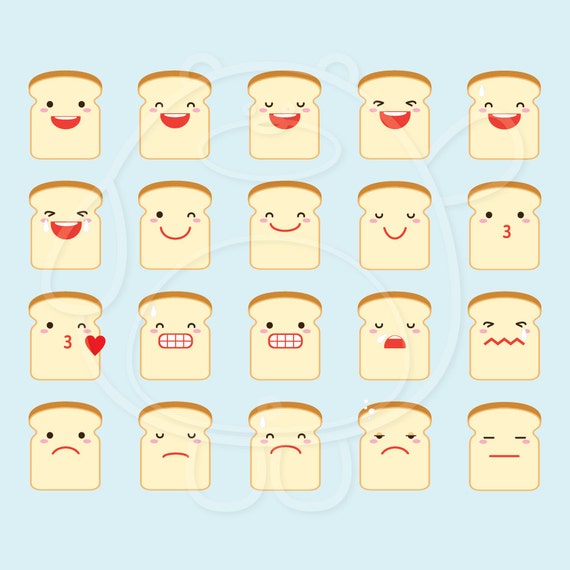 40 Bread Emojis Digital Clipart PNG Format Personal and