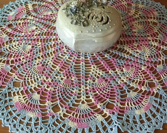 Melange cloth knitted decor table decoration pineapple doily crochet knit doily lace crochet napkins large cozy house 100% cotton .