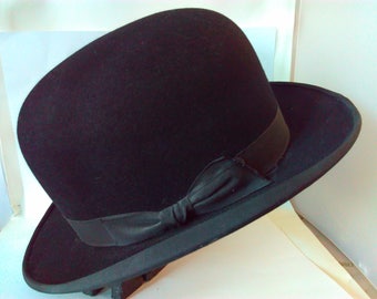 Vintage, small, size 6 3/4, 55cm, bowler hat, British made bowler hat, vintage bowler hat, steampunk, steampunk bowler hat, small bowler hat