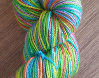 100g 4 Ply Merino/Sparkle/Nylon Sock Yarn - Bright Sparkling Unicorn!