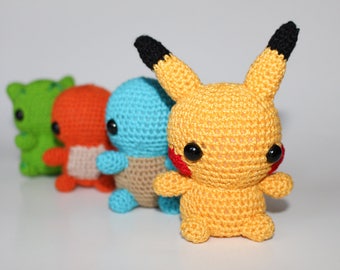 Starter Pokemon Amigurumi Dolls - Pokemon Plush - Amigurumi Pokemon - Pikachu Amigurumi