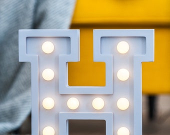 H light letter, nightlight, wooden light letter "H"