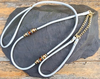 Beaded Dog Show Lead - All in One - Soft Nappa Leather